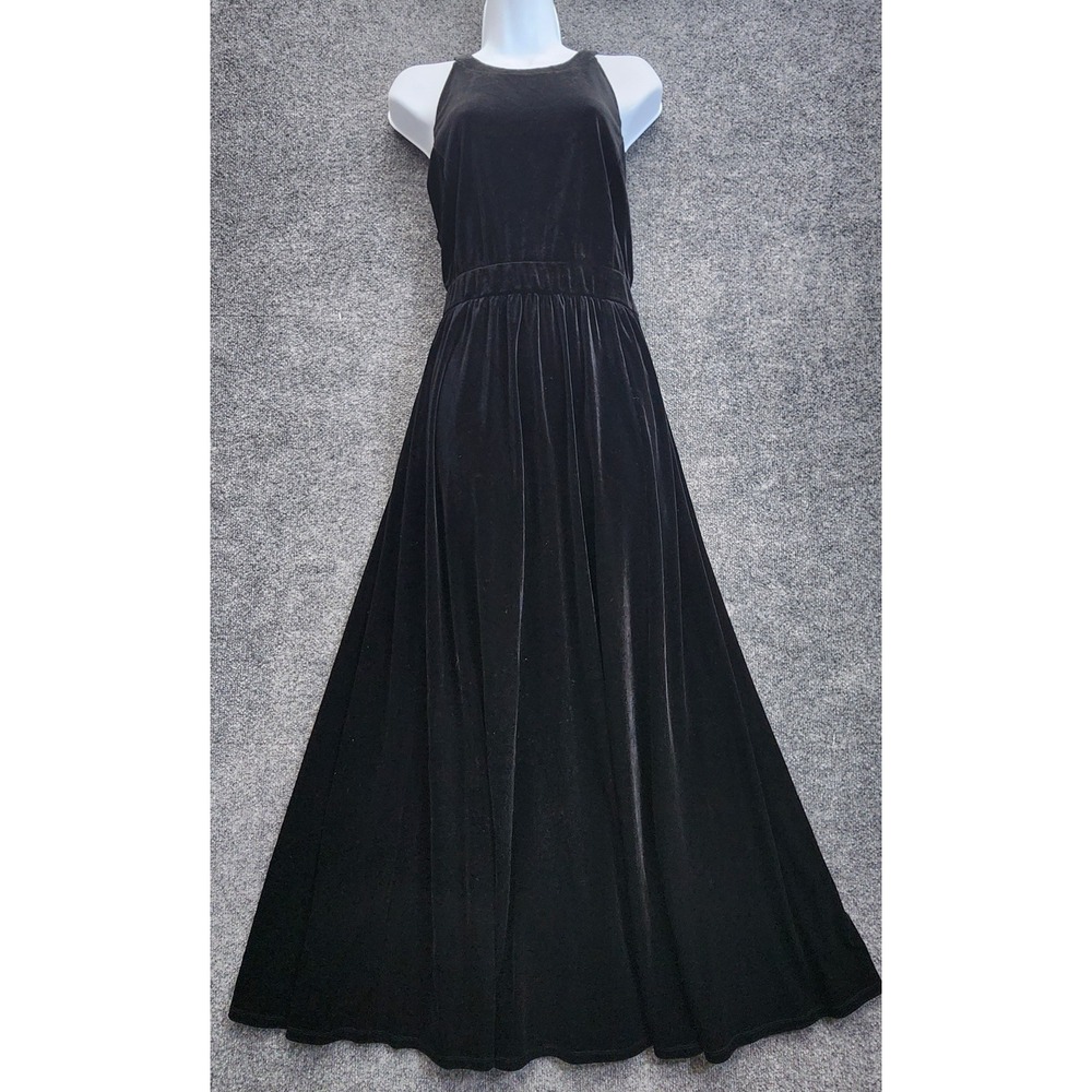 Torrid Black Velvet Halter Maxi Dress Women Gothic Formal Evening Whimsigoth 1X